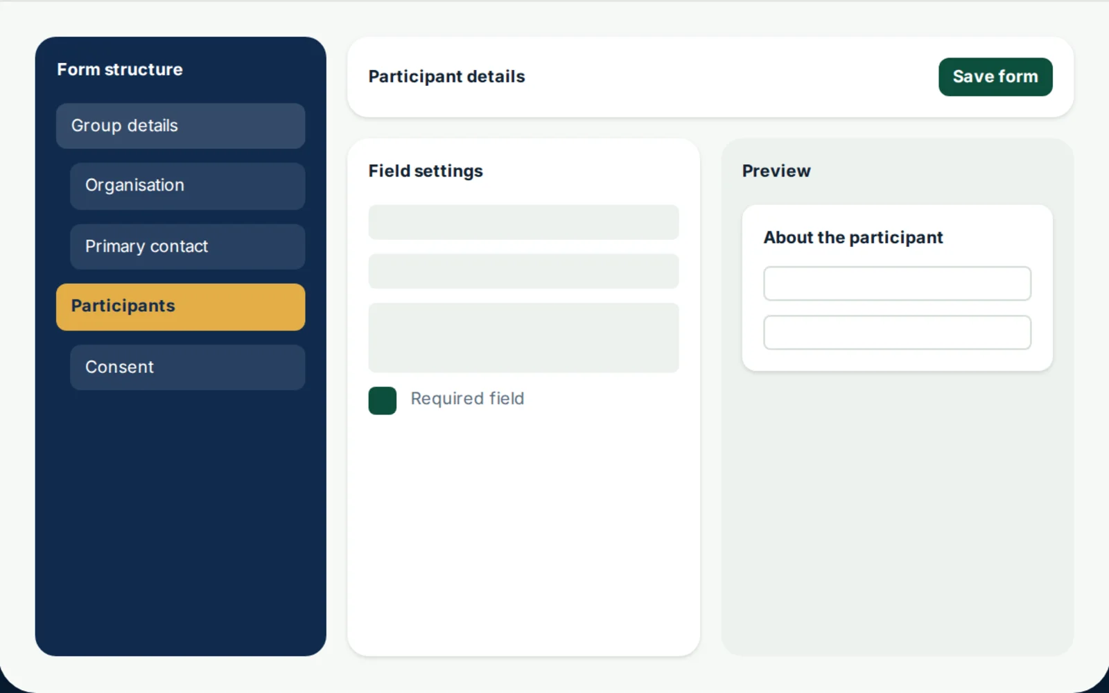 CampHQ multi-page event registration form builder
